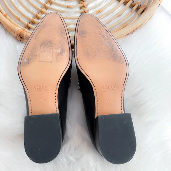 Chloe Black Leather Lumi Block Heel Zip Pumps Silver Zippers Loafer Chunky - Picture 10 of 13